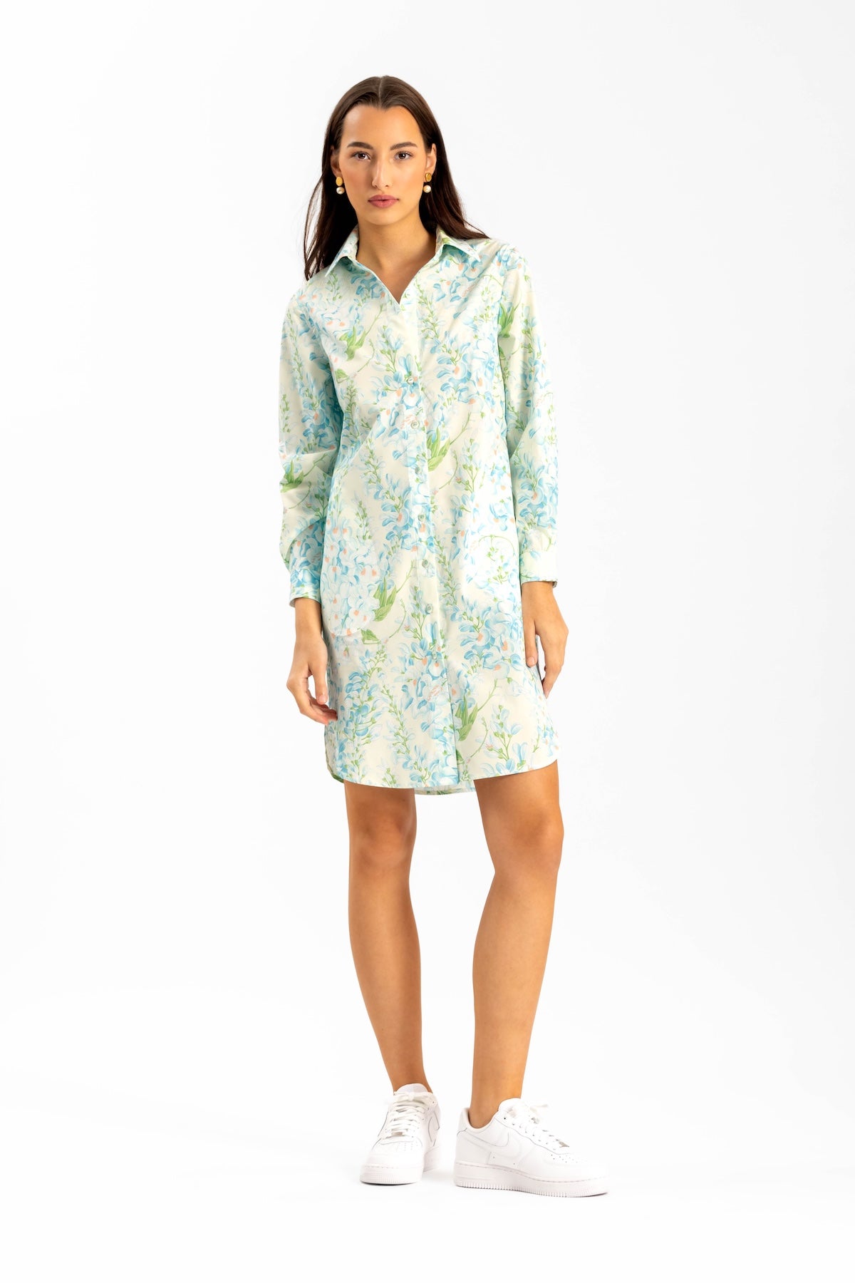 Amory Blue Wisteria Floral Shirt Dress