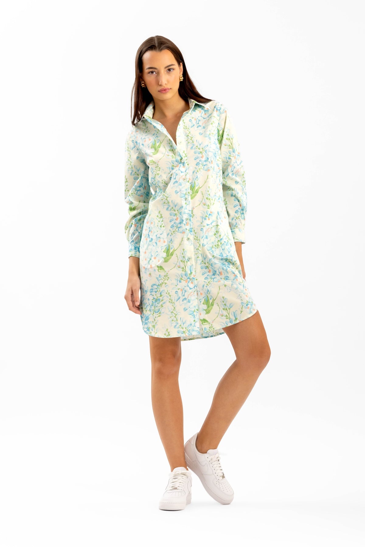 Amory Blue Wisteria Floral Shirt Dress