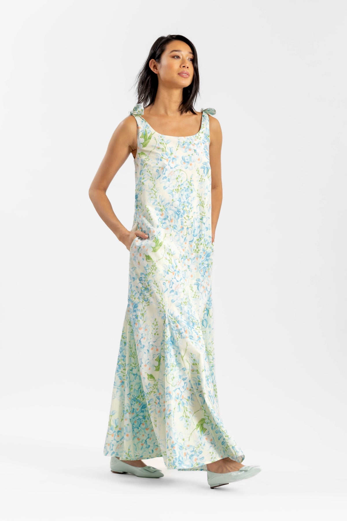 Ashley Blue Wisteria Floral Maxi Dress