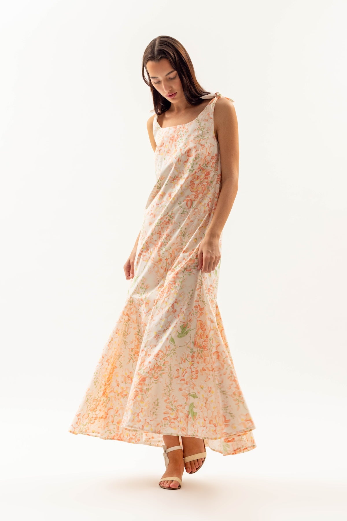 Ashley Coral Wisteria Floral Dress