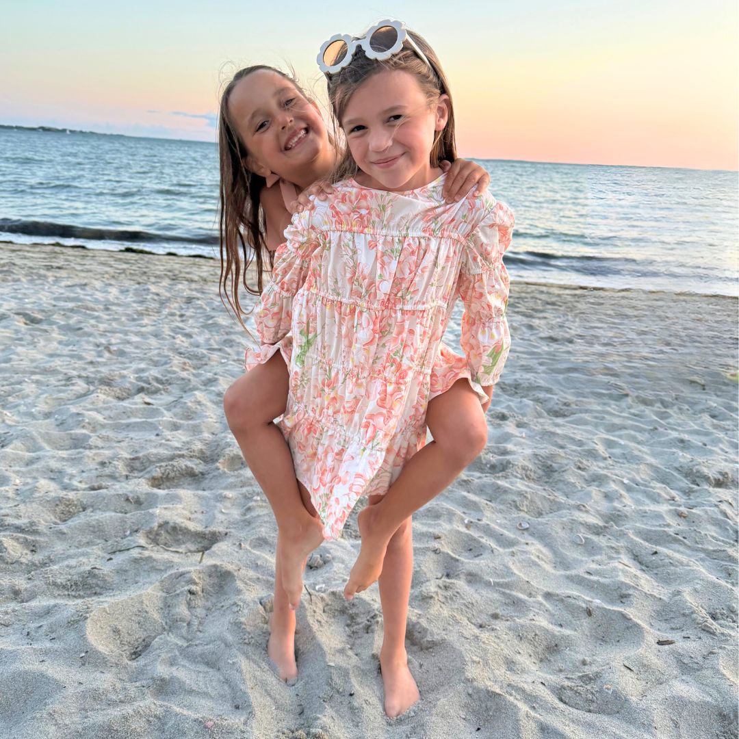 Girls' Coral Wisteria Print Martha Dress