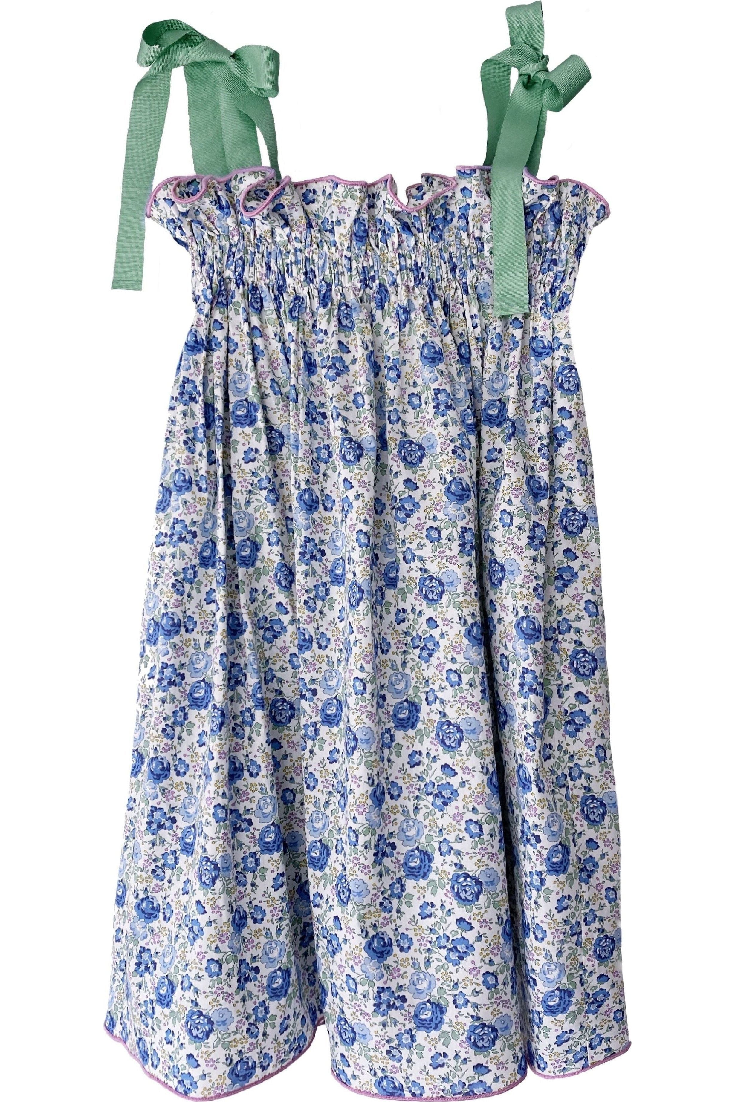 Girls' Jaime Dress in Blue Floral - Casey Marks