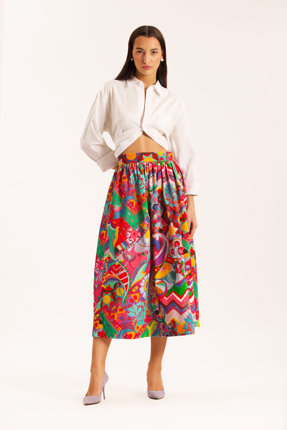 Megan Psychedelic Velvet Skirt