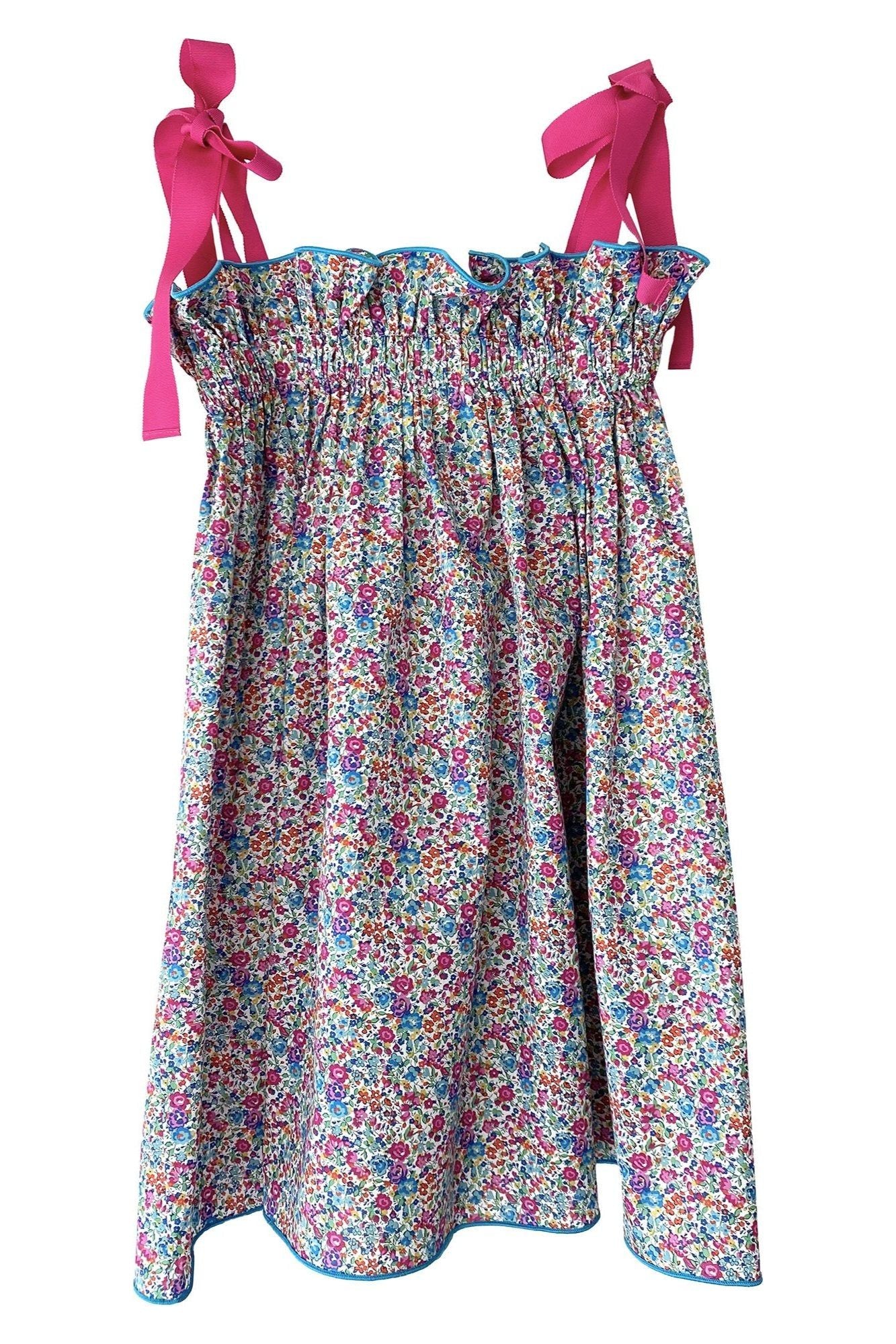 Girls' Raspberry Pink & Teal Blue Floral Jaime Dress