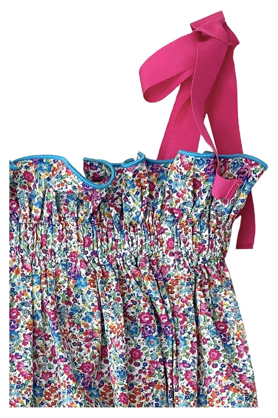 Girls' Raspberry Pink & Teal Blue Floral Jaime Dress