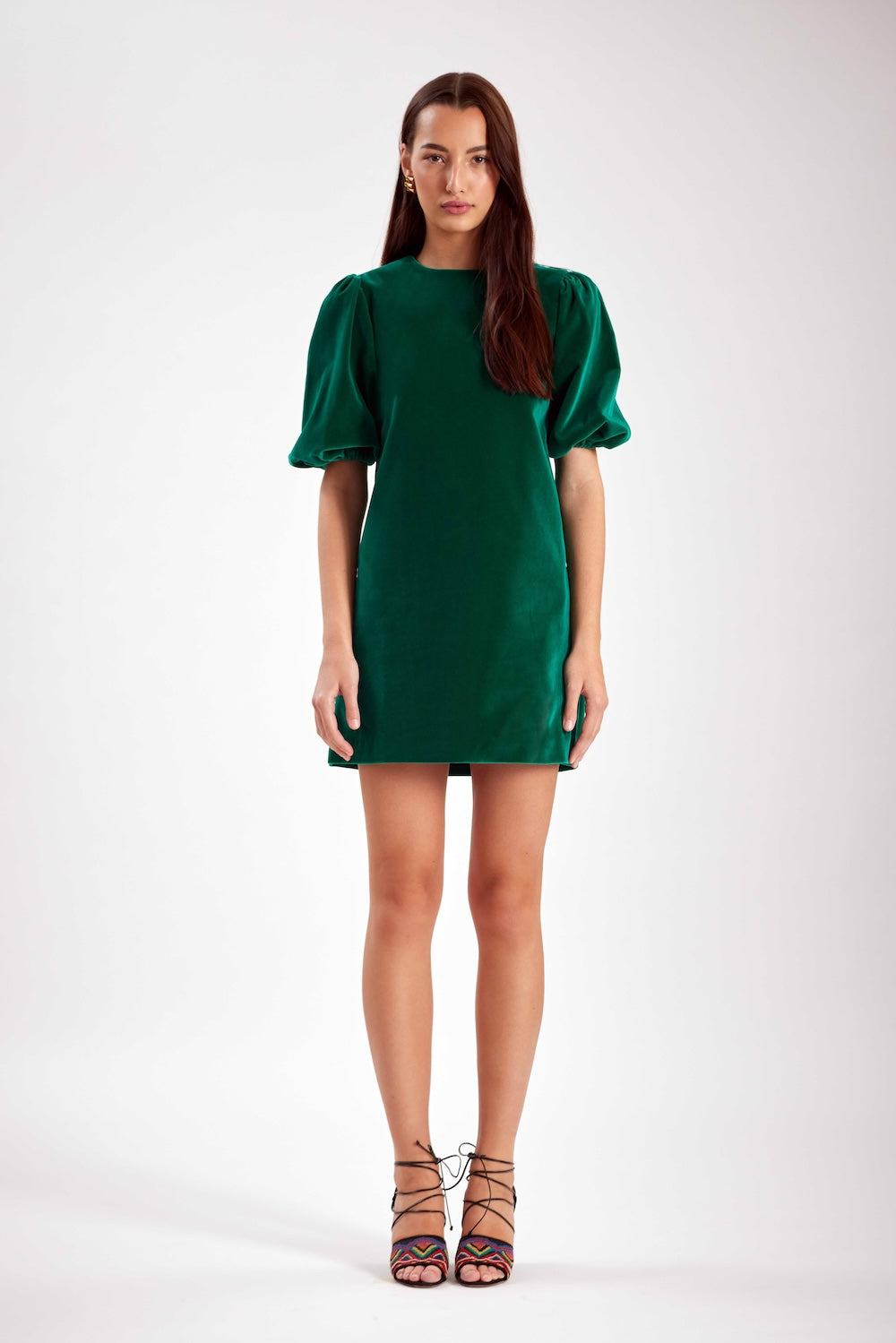 Barb Green Velvet Party Dress