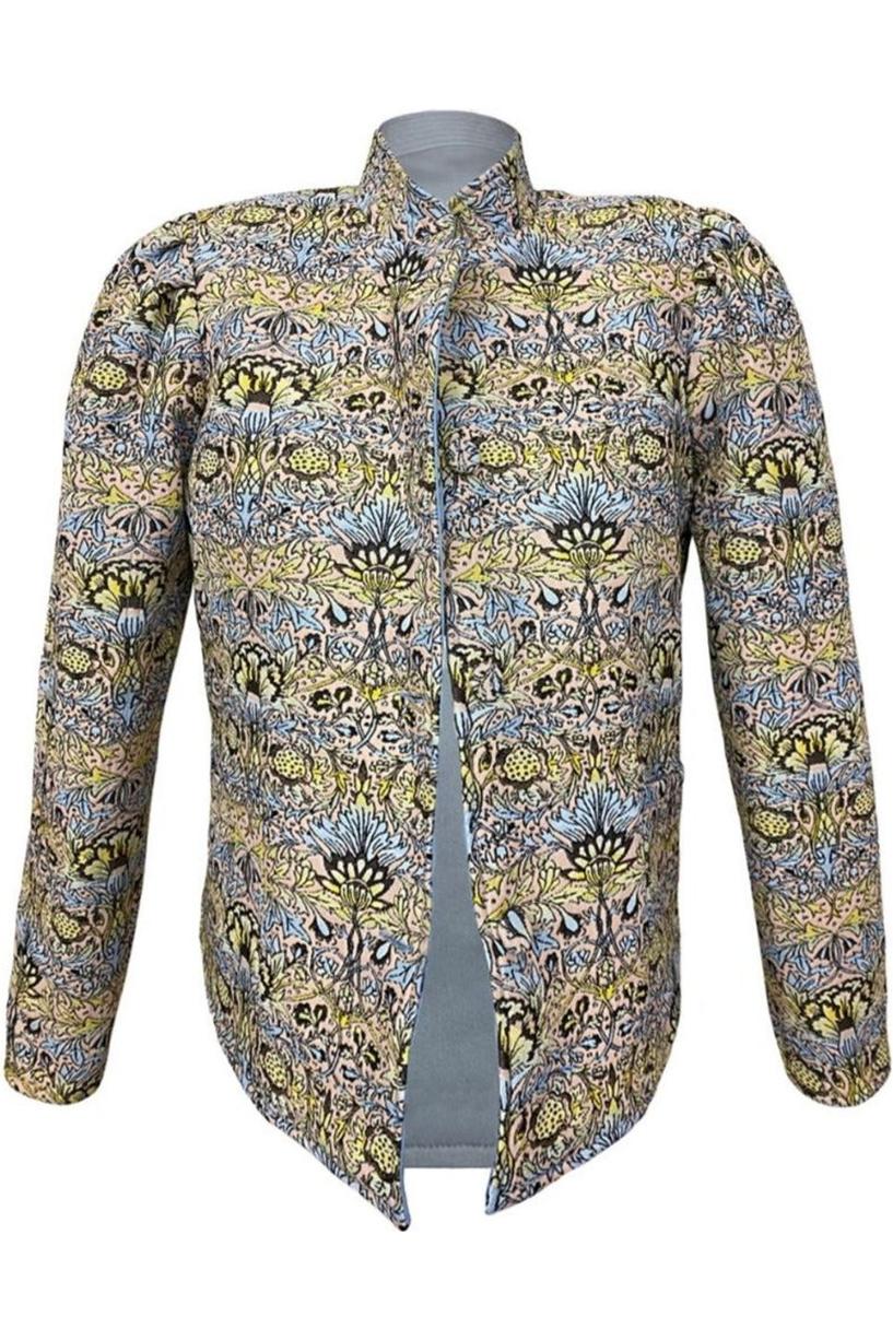 Magic Jacket in Ombre Floral Jacquard & Blue Twill - Casey Marks