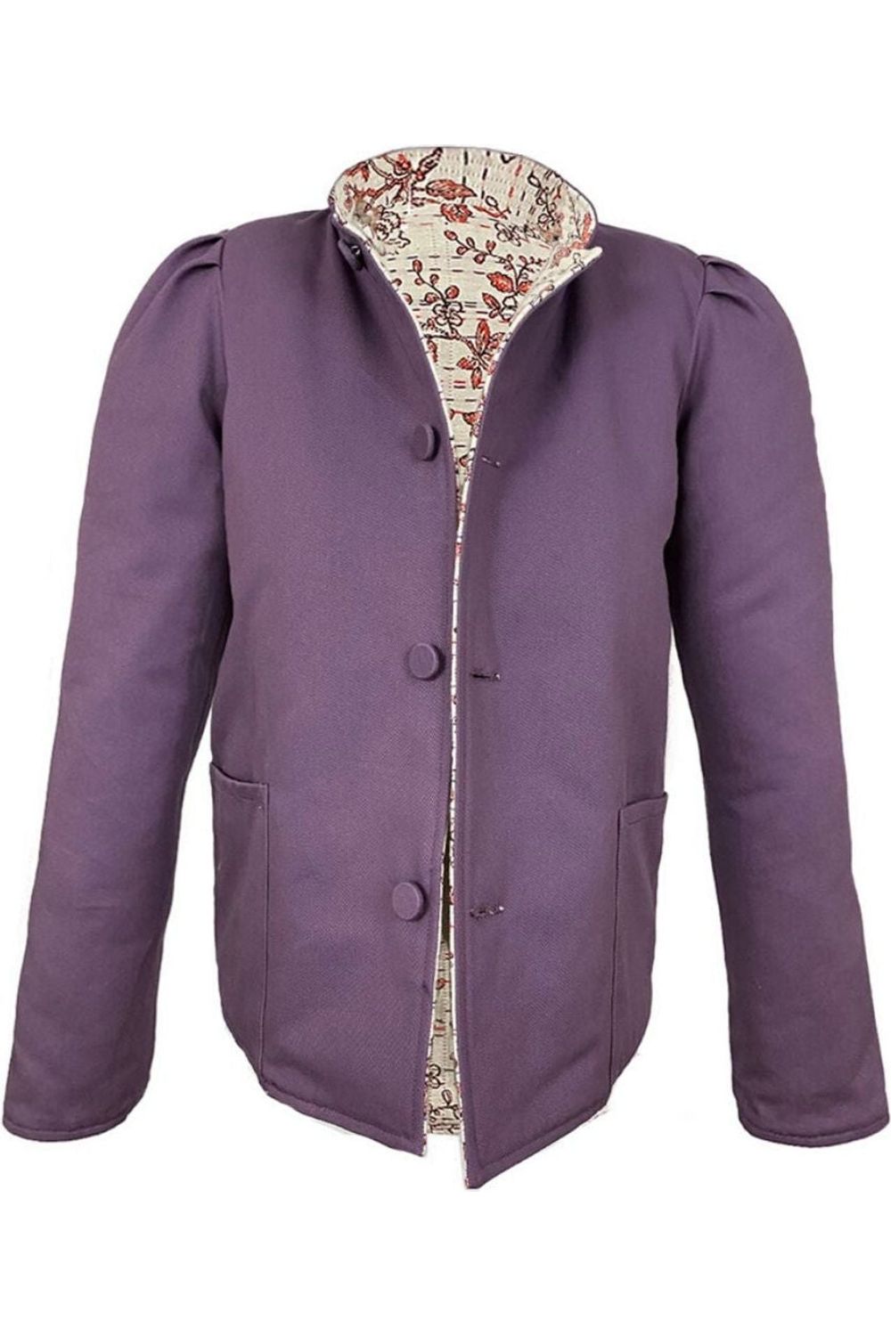 Magic Jacket in Coral Cherry Blossom Jacquard & Purple Twill - Casey Marks