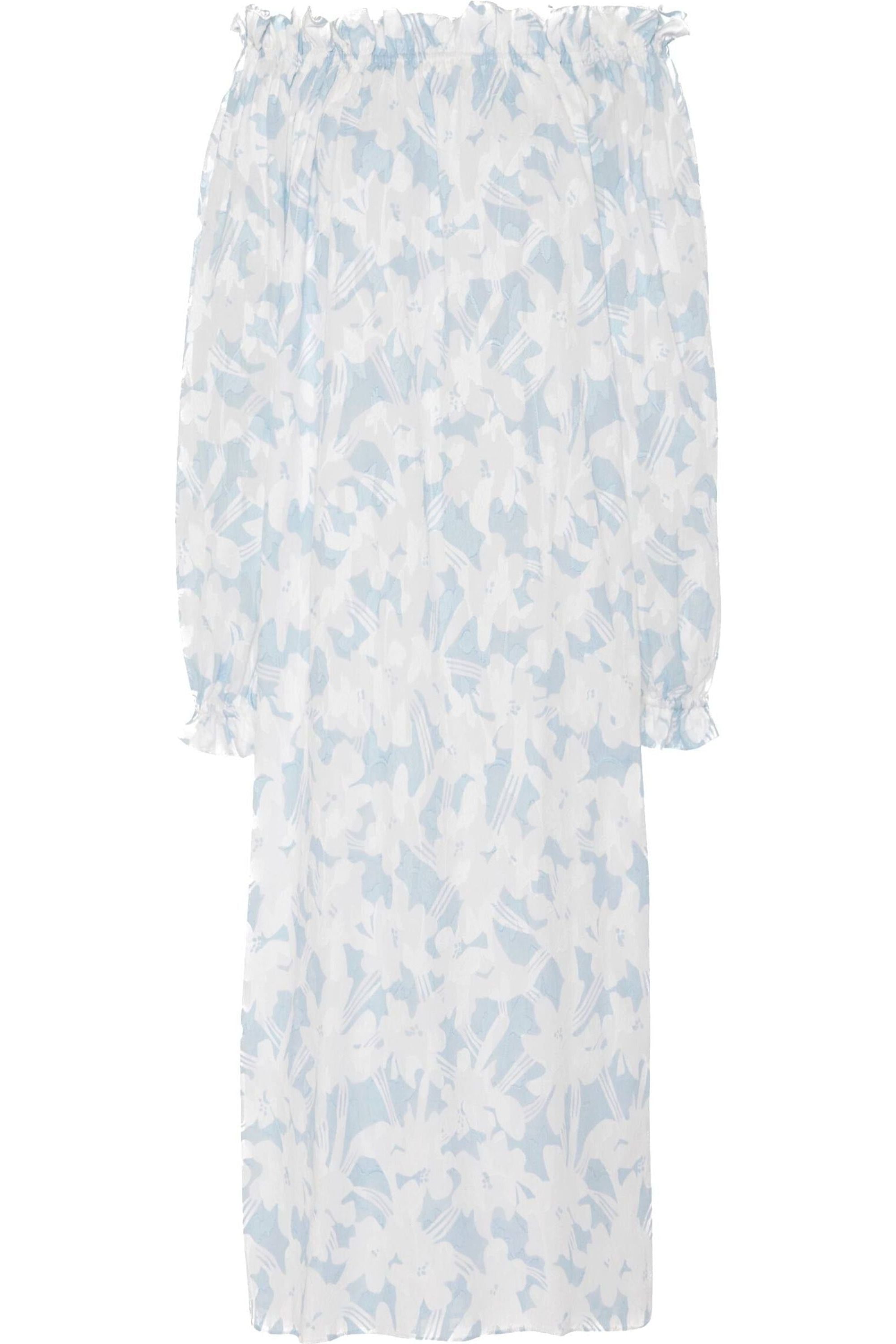 Women's Grace Dress in Pastel Blue & White Cotton Floral - Casey Marks