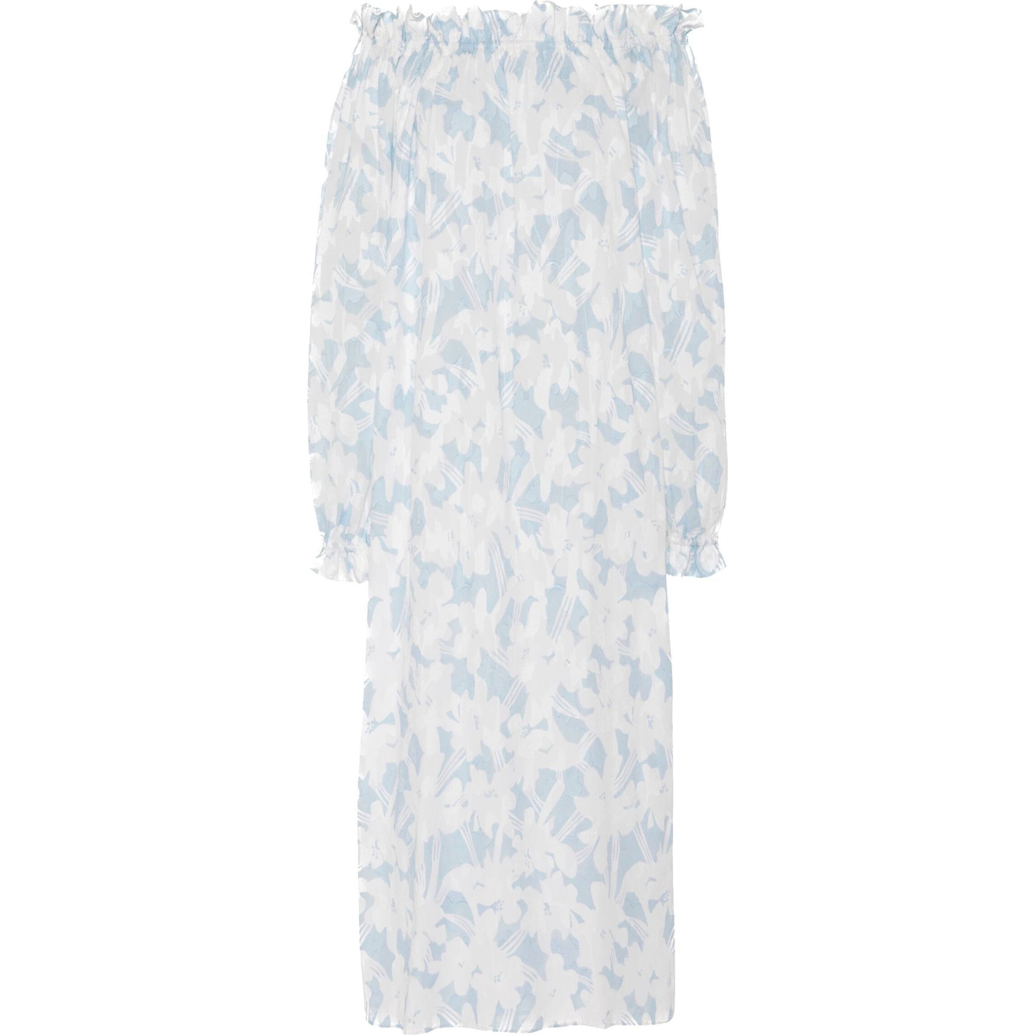 Women's Grace Dress in Pastel Blue & White Cotton Floral - Casey Marks
