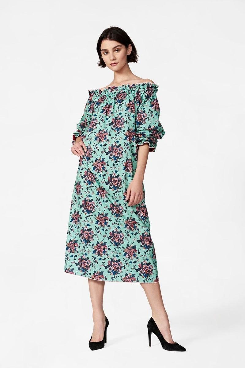 Women's Grace Dress in Turquoise Chinoiserie - Casey Marks