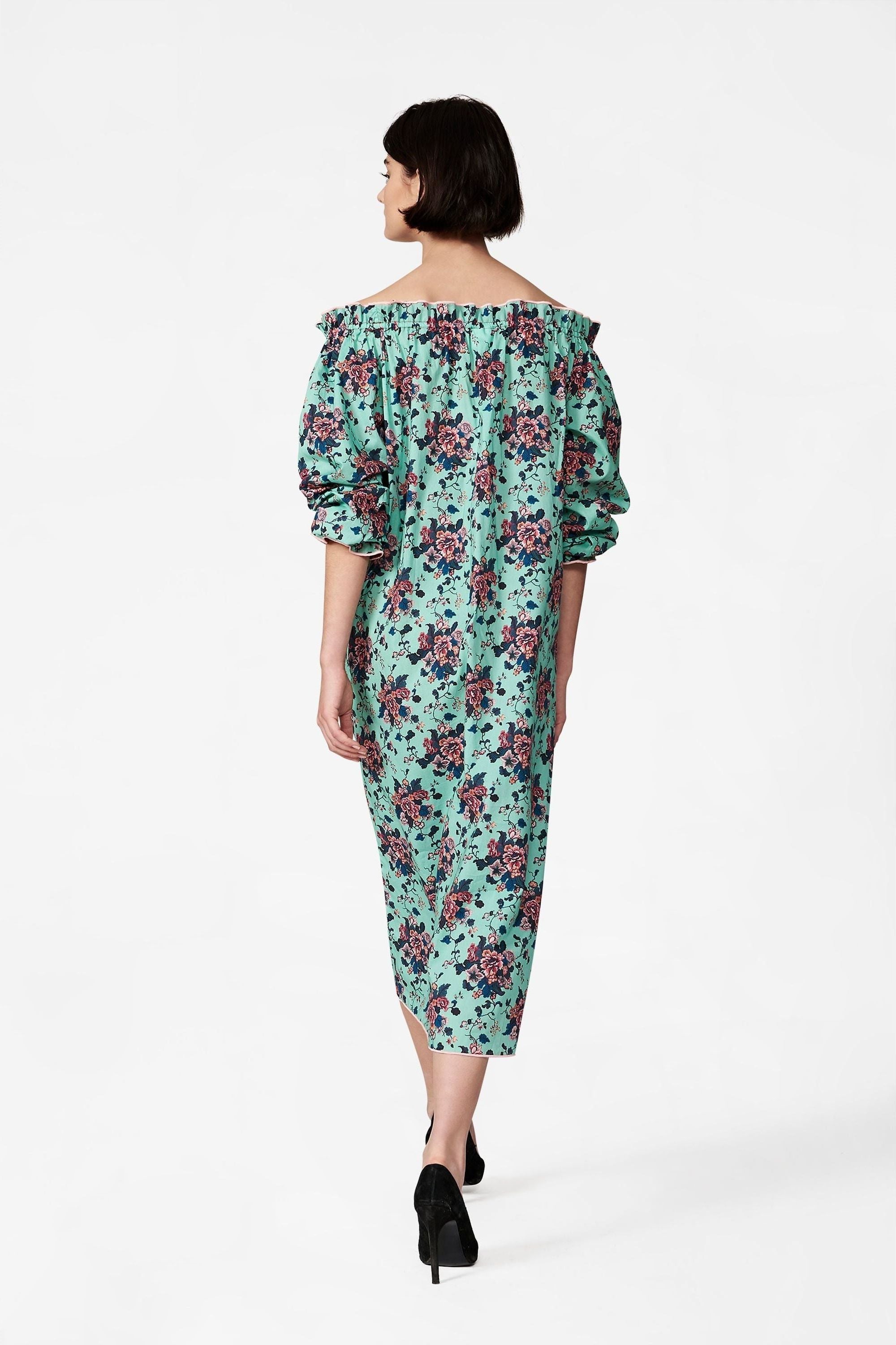 Women's Grace Dress in Turquoise Chinoiserie - Casey Marks