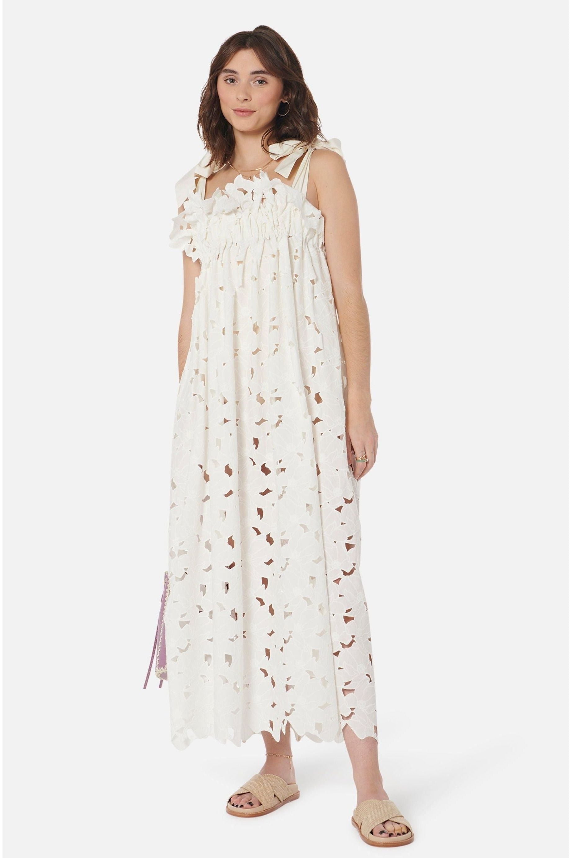 Women's Jaime Dress in White Magnolia Blossom Lace - Casey Marks