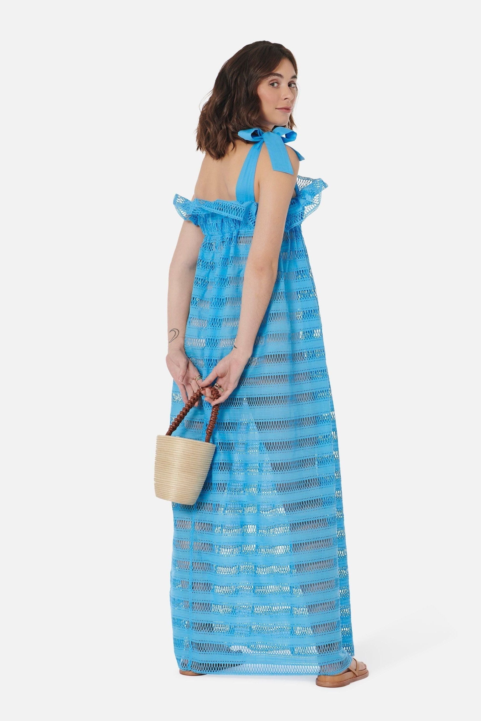 Women's Jaime Dress in True Blue Lattice Lace - Casey Marks