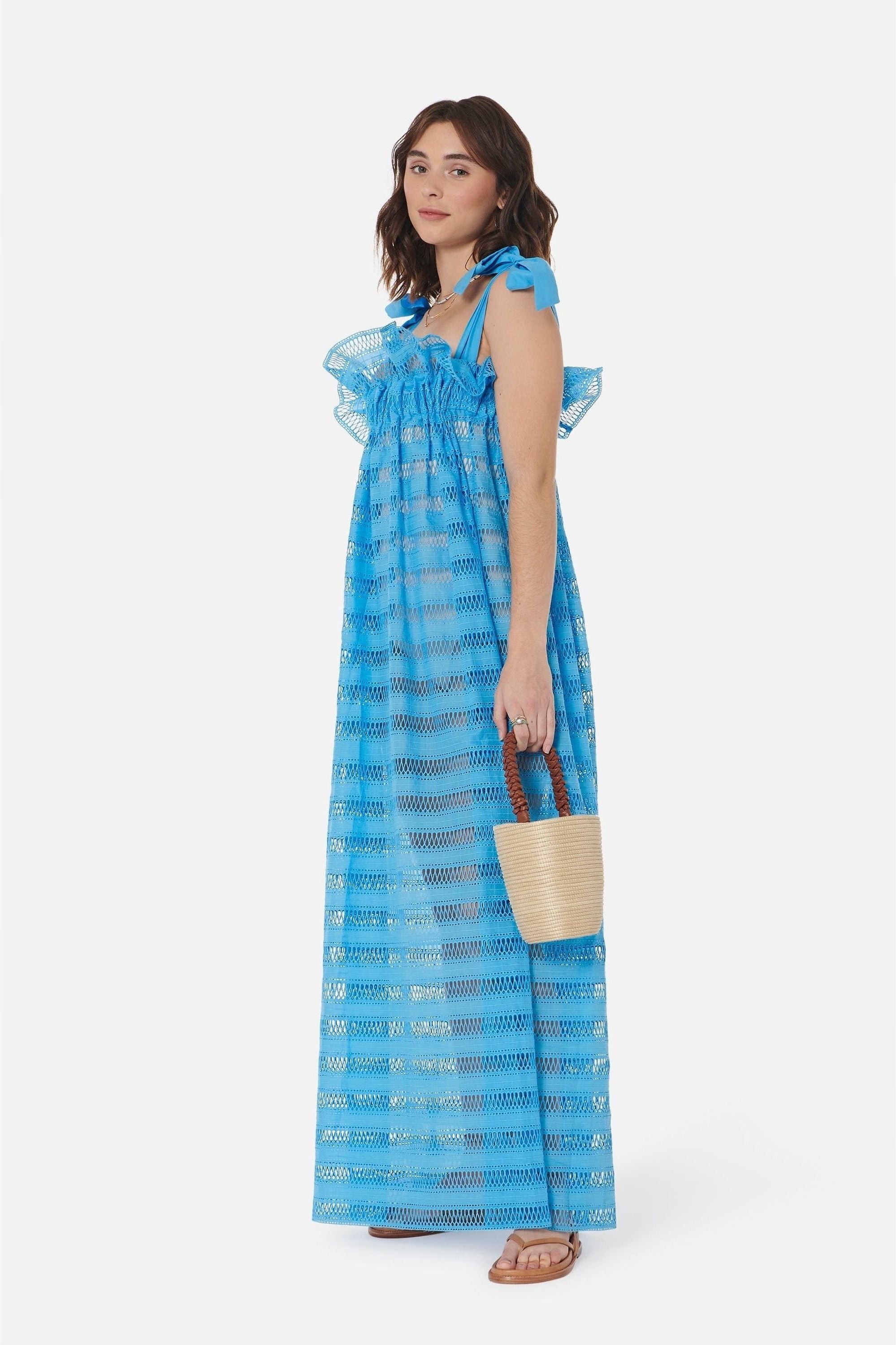 Women's Jaime Dress in True Blue Lattice Lace - Casey Marks