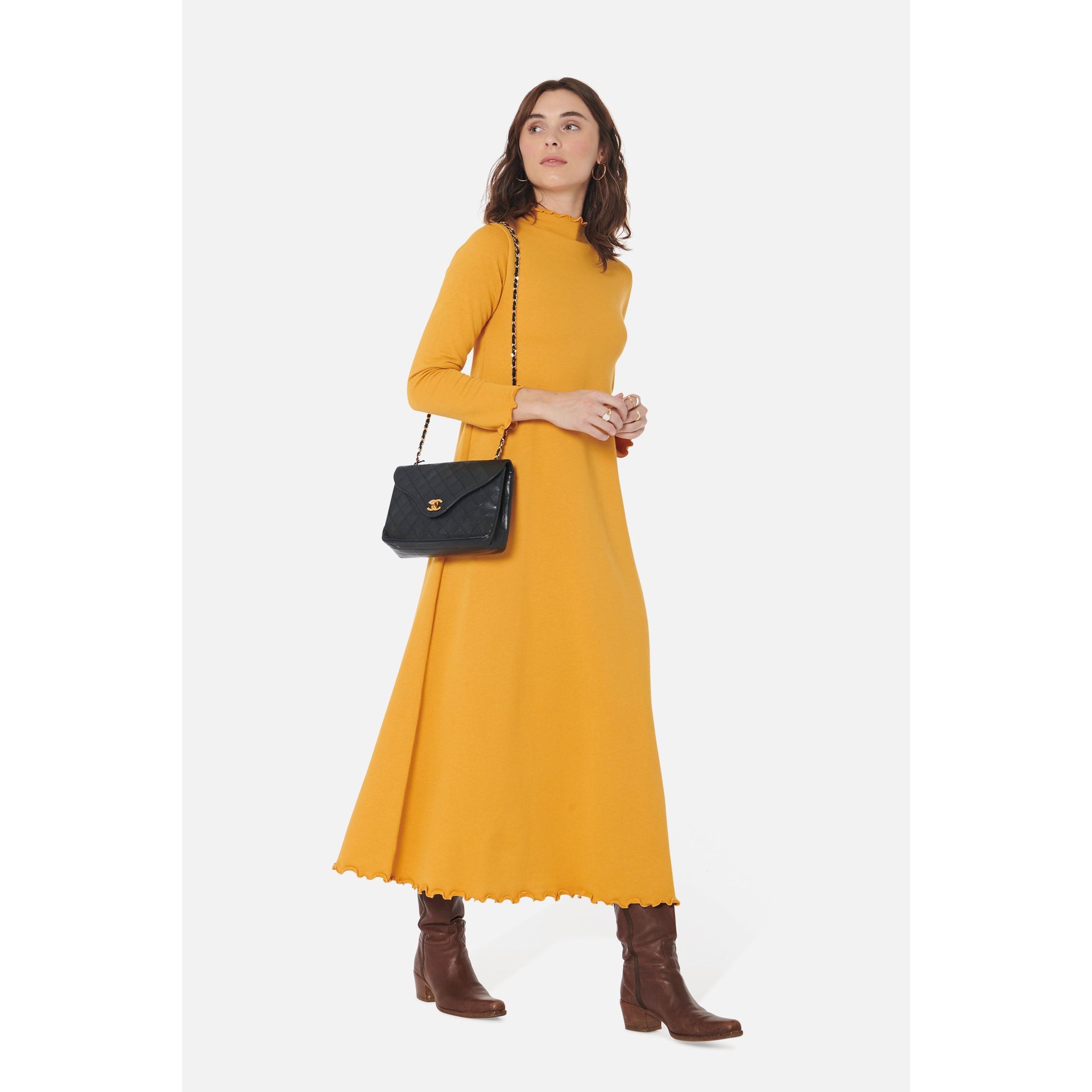 Women's Lounge Dress in Marigold French Terry