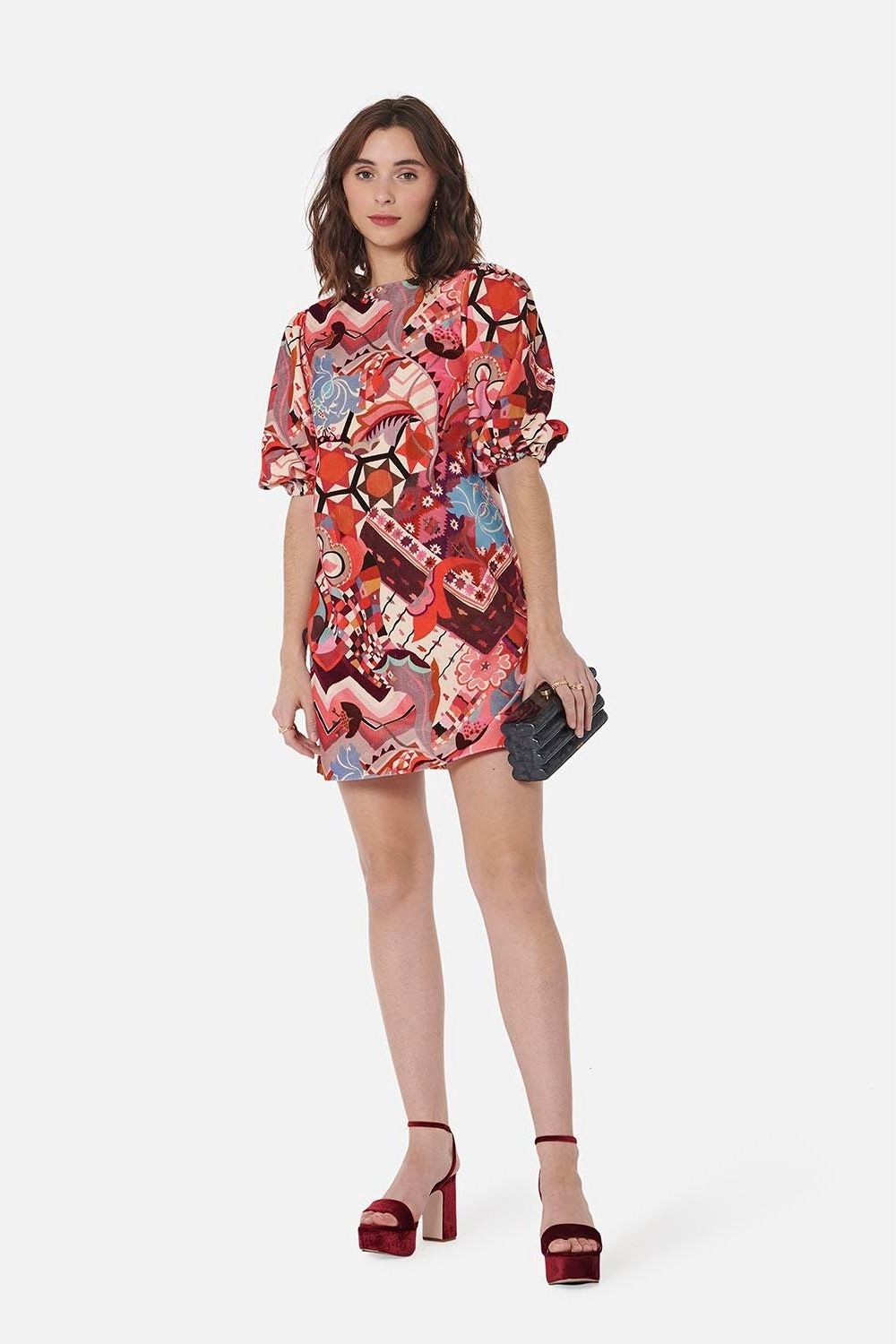 Women's Barb Dress in Printed Velvet - Casey Marks