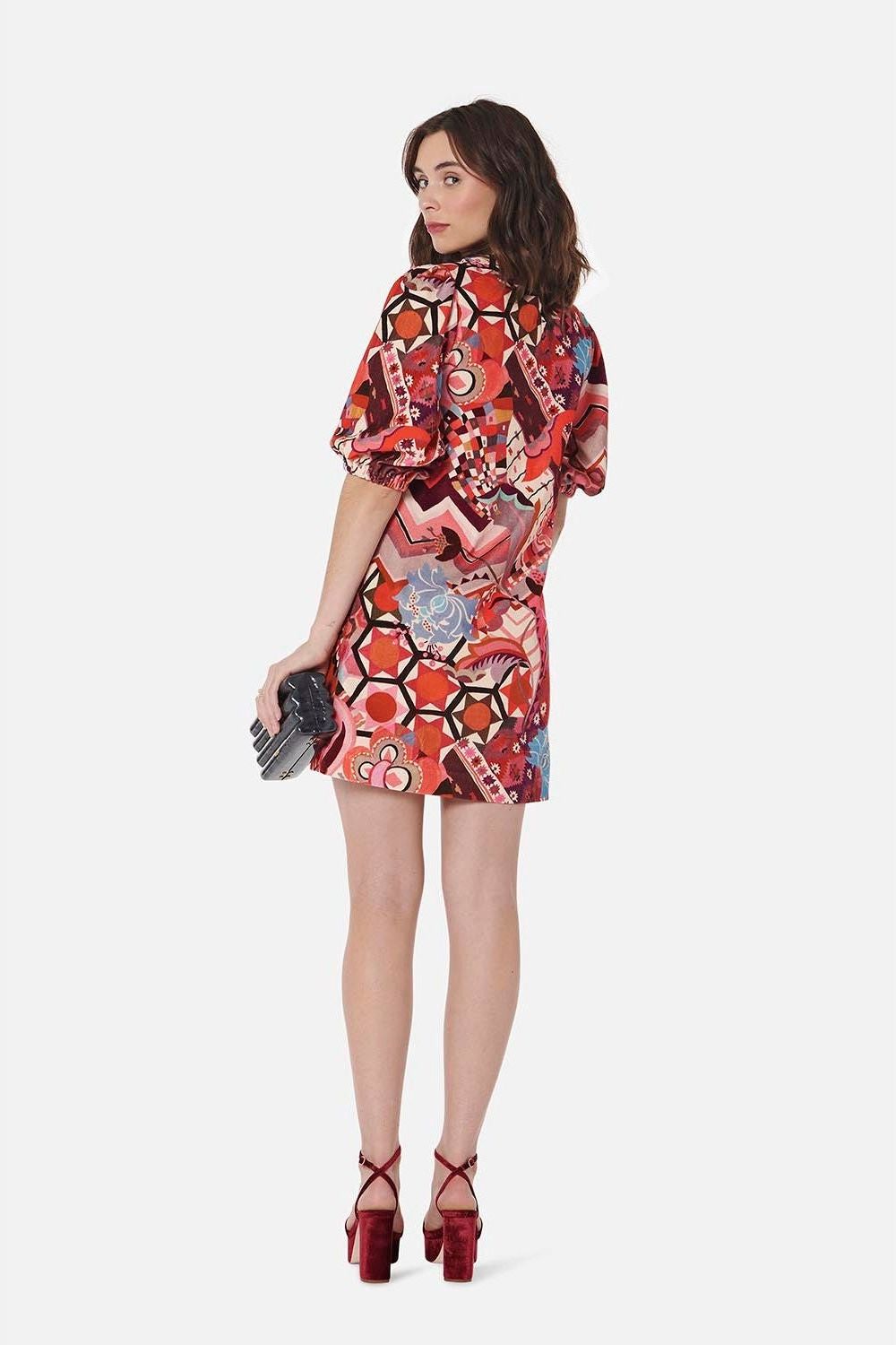 Women's Barb Dress in Printed Velvet - Casey Marks