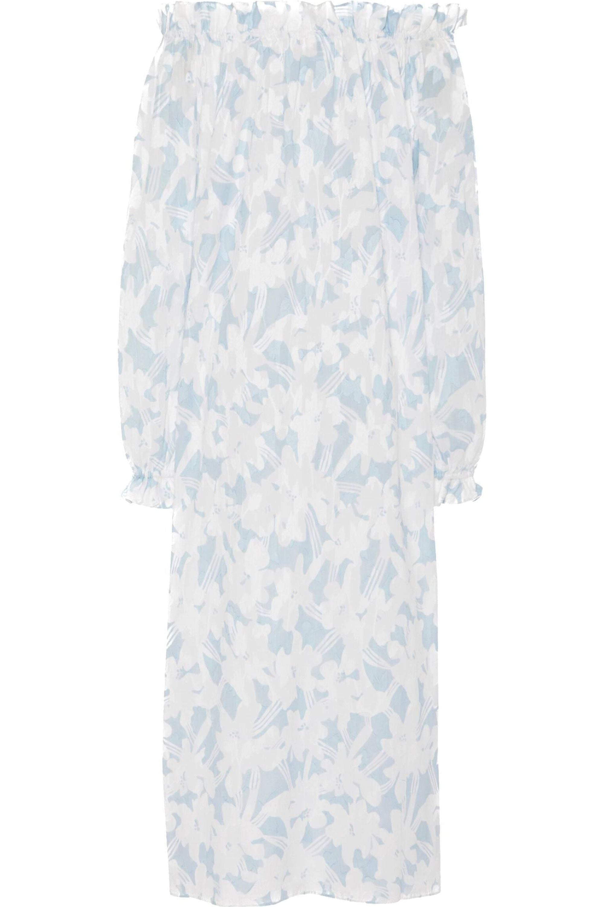 Women's Grace Dress in Pastel Blue & White Cotton Floral - Casey Marks