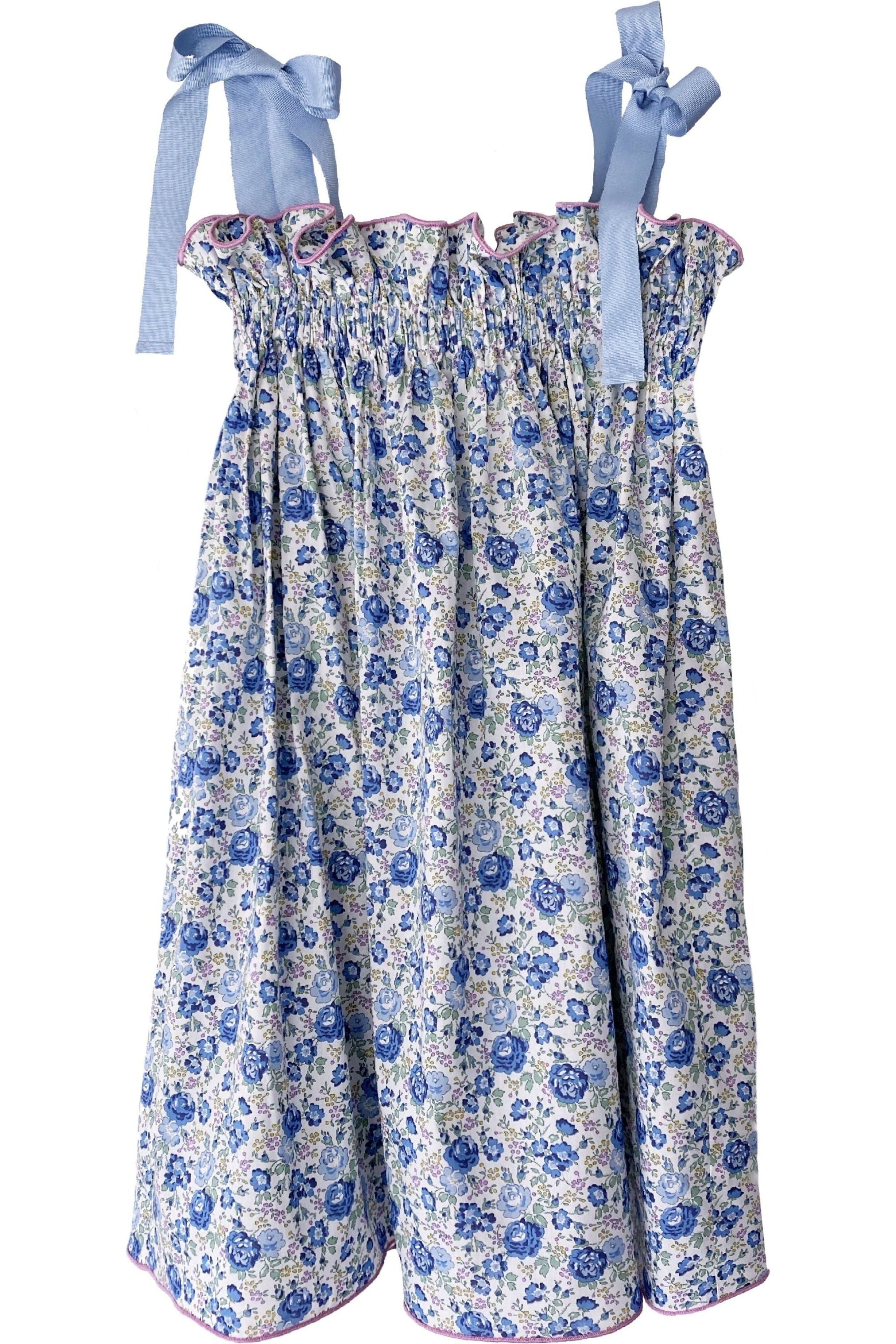 Girls' Jaime Dress in Blue Floral - Casey Marks