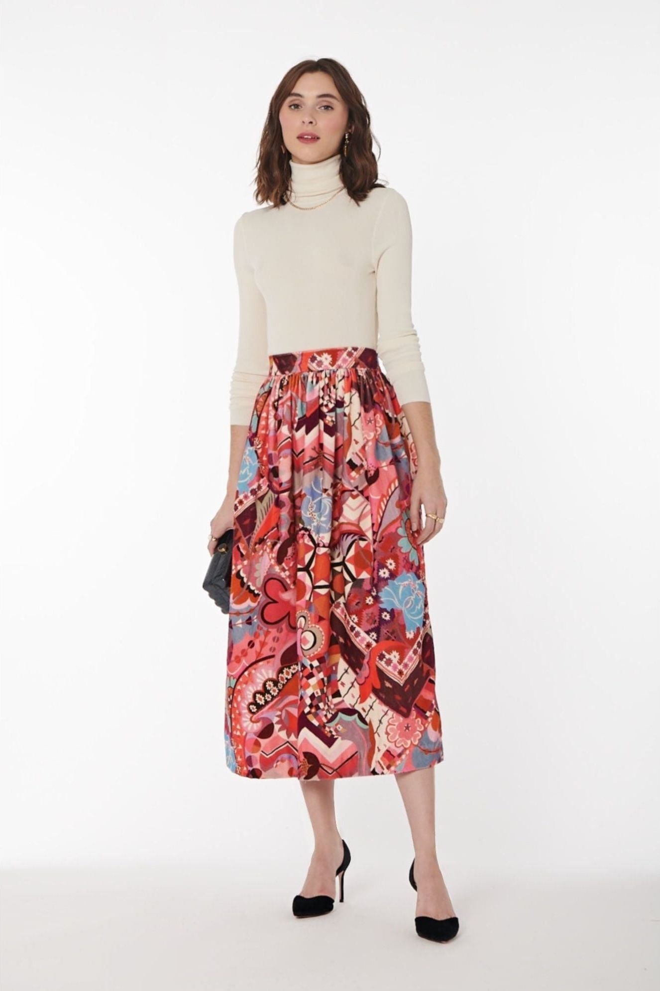 Megan Skirt in Psychedelic Rose Velvet - Casey Marks