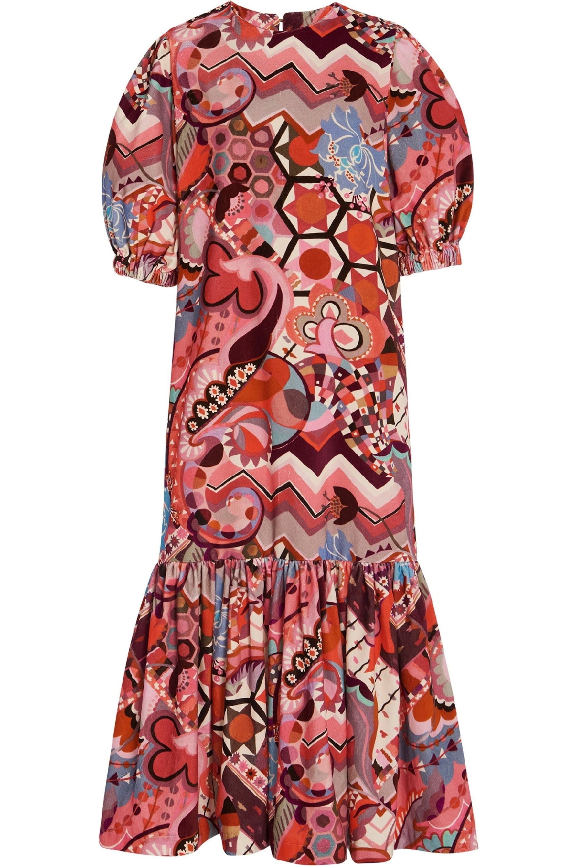 Barbara Dress in Psychedelic Rose Velvet - Casey Marks