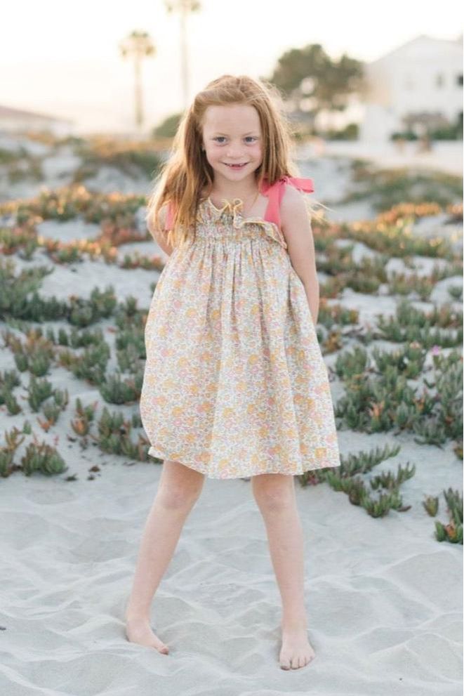 Girls' Jaime Dress in Melon Blossom Floral - Casey Marks