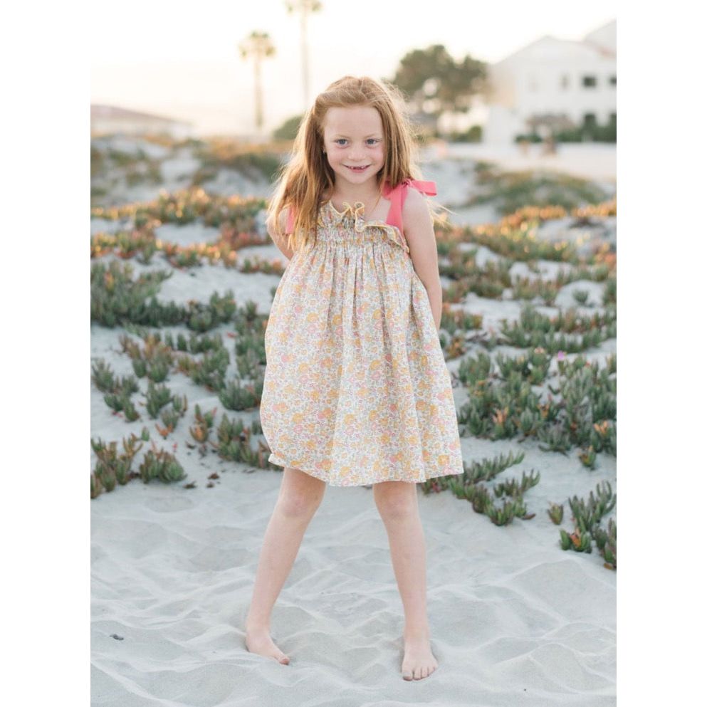 Girls' Jaime Dress in Melon Blossom Floral - Casey Marks