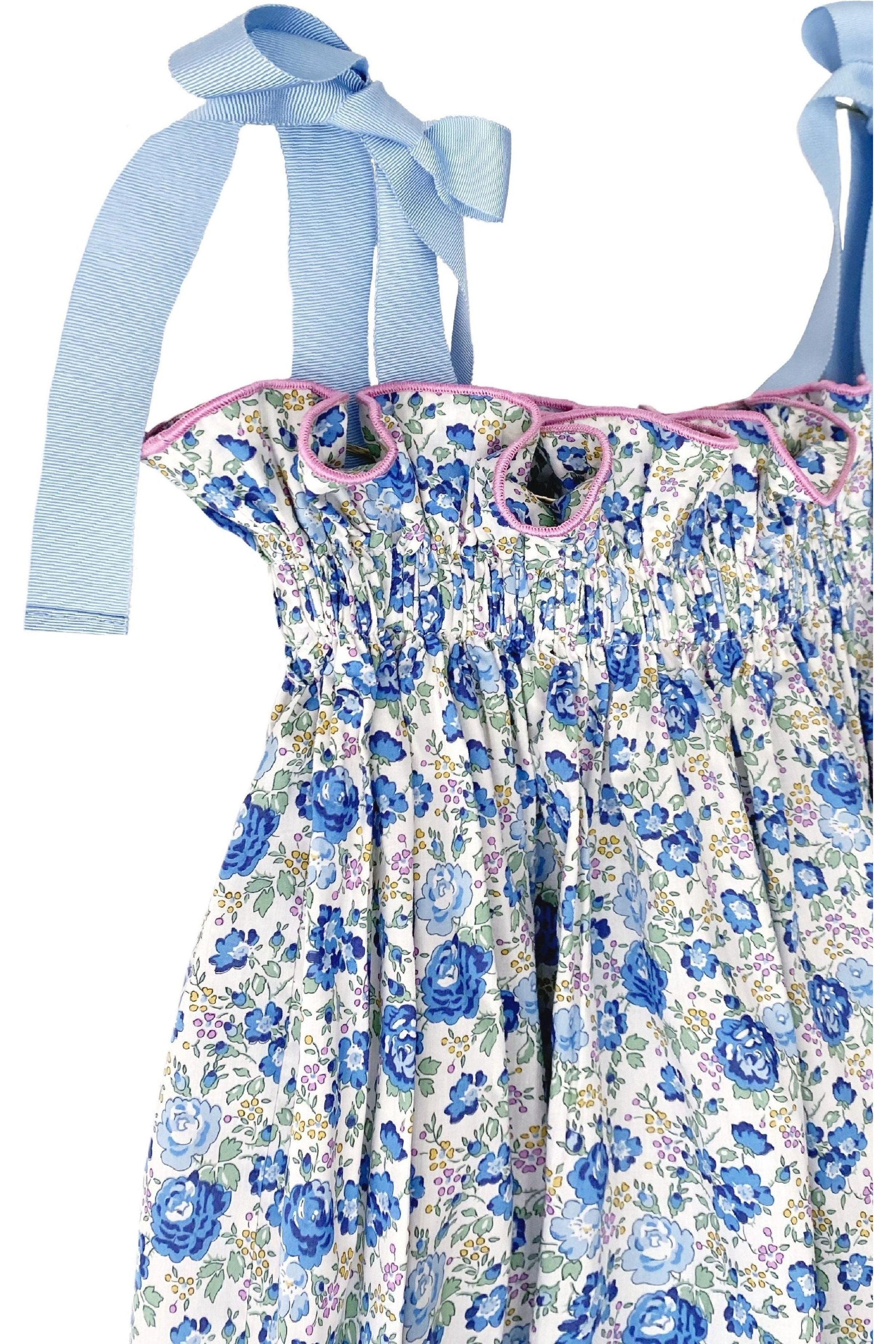 Girls' Jaime Dress in Blue Floral - Casey Marks