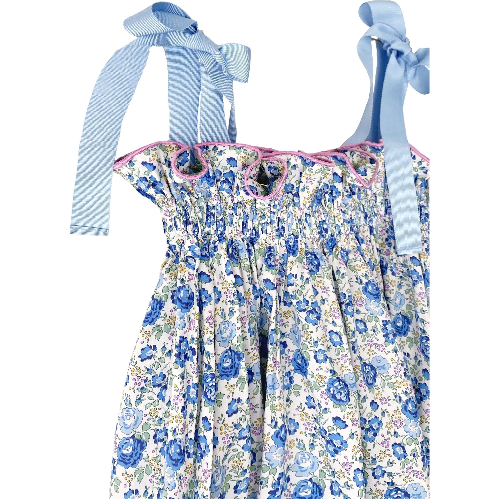 Girls Blue Floral Printed Cotton Dress, Size: Small at Rs 750