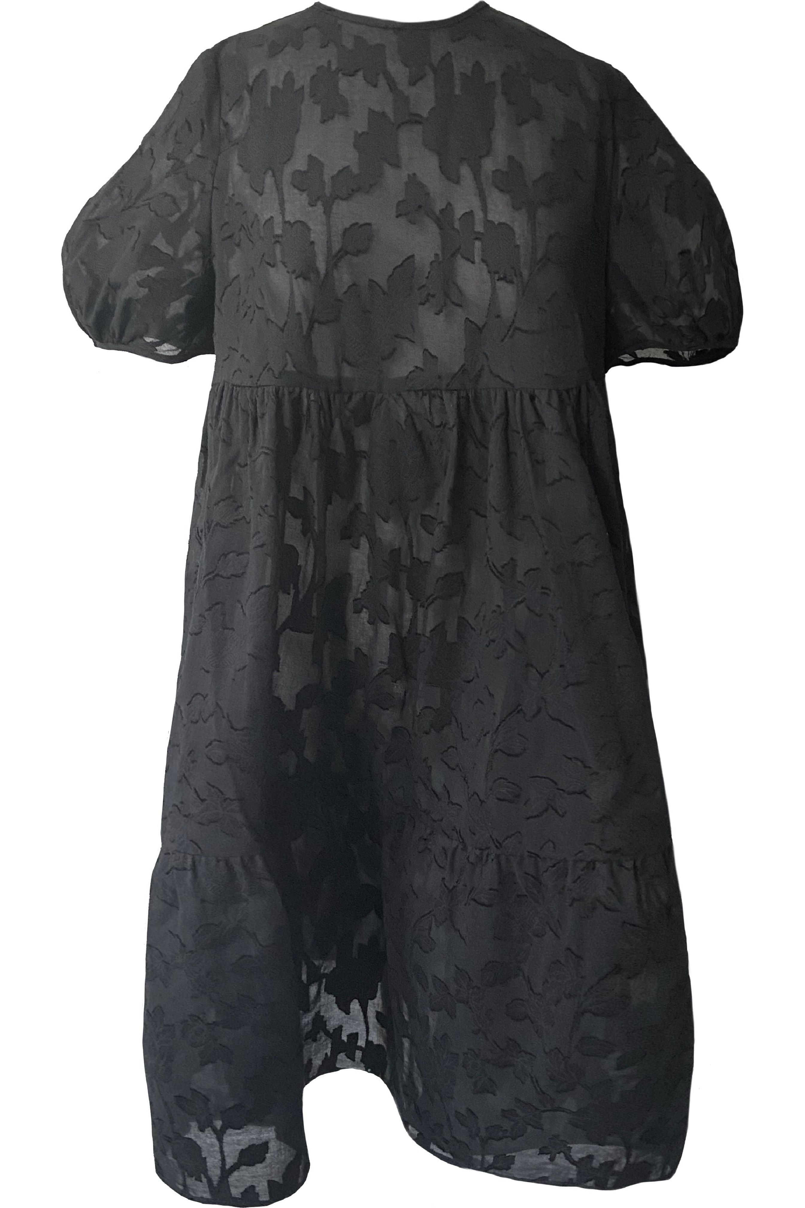 Women's Madeline Dress in Black Floral Jacquard - Casey Marks